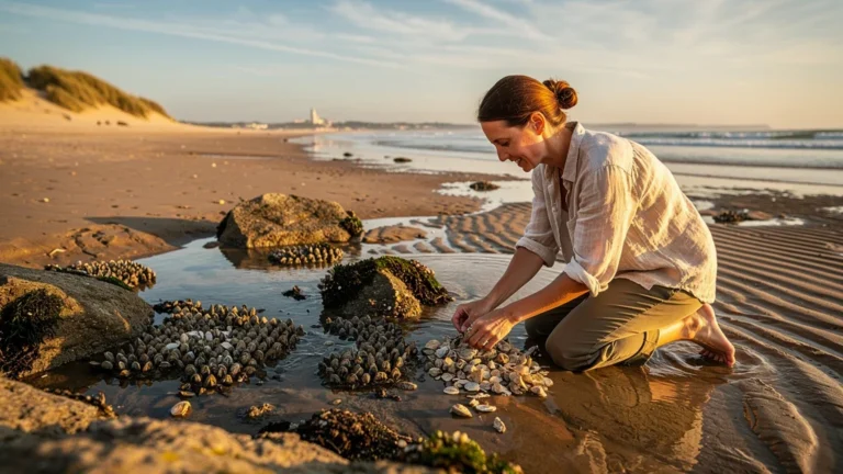 Marée basse à La Baule révélant les coques sur la plage, inspiration pour cuisiner autrement
